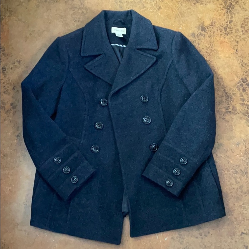 St. John's Bay Navy Double-Breasted Wool Blend Peacoat